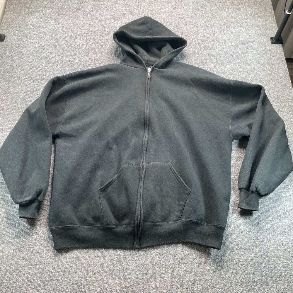 Russell Athletic Full Zip Hoodie Mens XXL Black Made in USA Fleece Sweatshirt